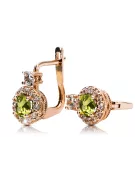 Vintage Earrings Yellow Peridot 14K Rose gold cec003r